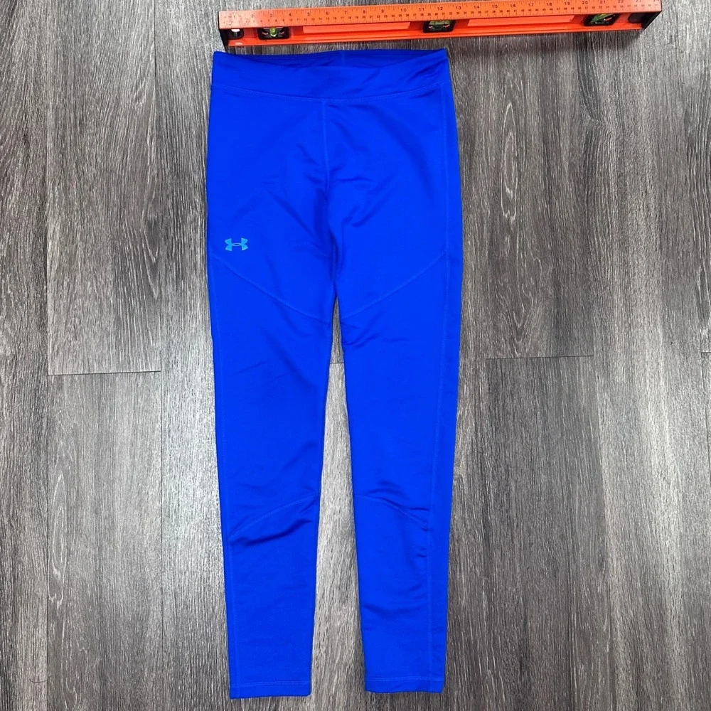 Under Armour ColdGear Fitted Leggings Athletic Running Blue‎ YLG Youth Large